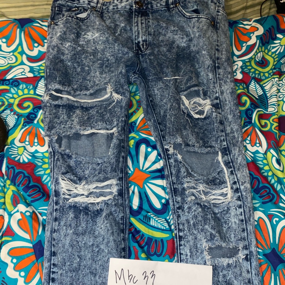 DNM Collections Distressed Zipper Jeans Size 40